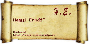 Hegyi Ernő névjegykártya